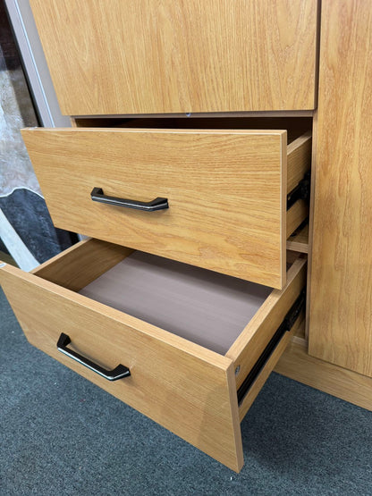 Silvia 2 Door With 2 Drawers Wardrobe (2 Colors Available- High Gloss White, Semi Gloss Wooden)