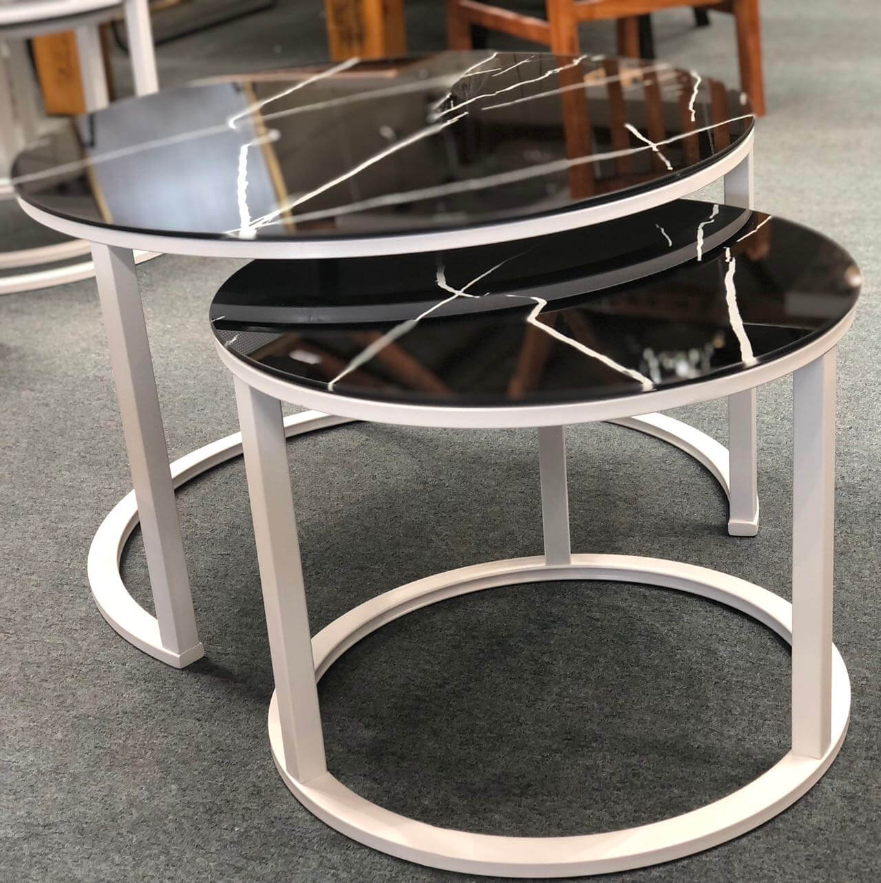Coffee Table Black Glass on Top