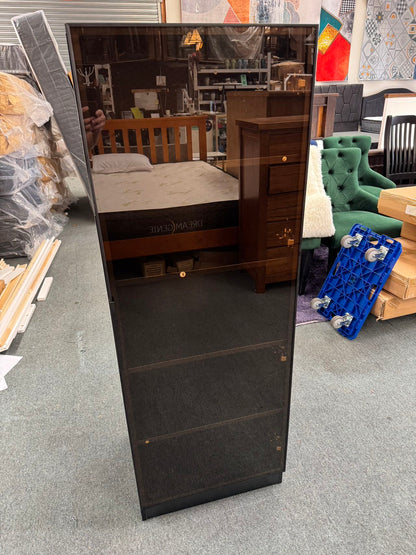 Jessie 1 Door High Gloss Black/Grey Marble Pattern Display Cabinet