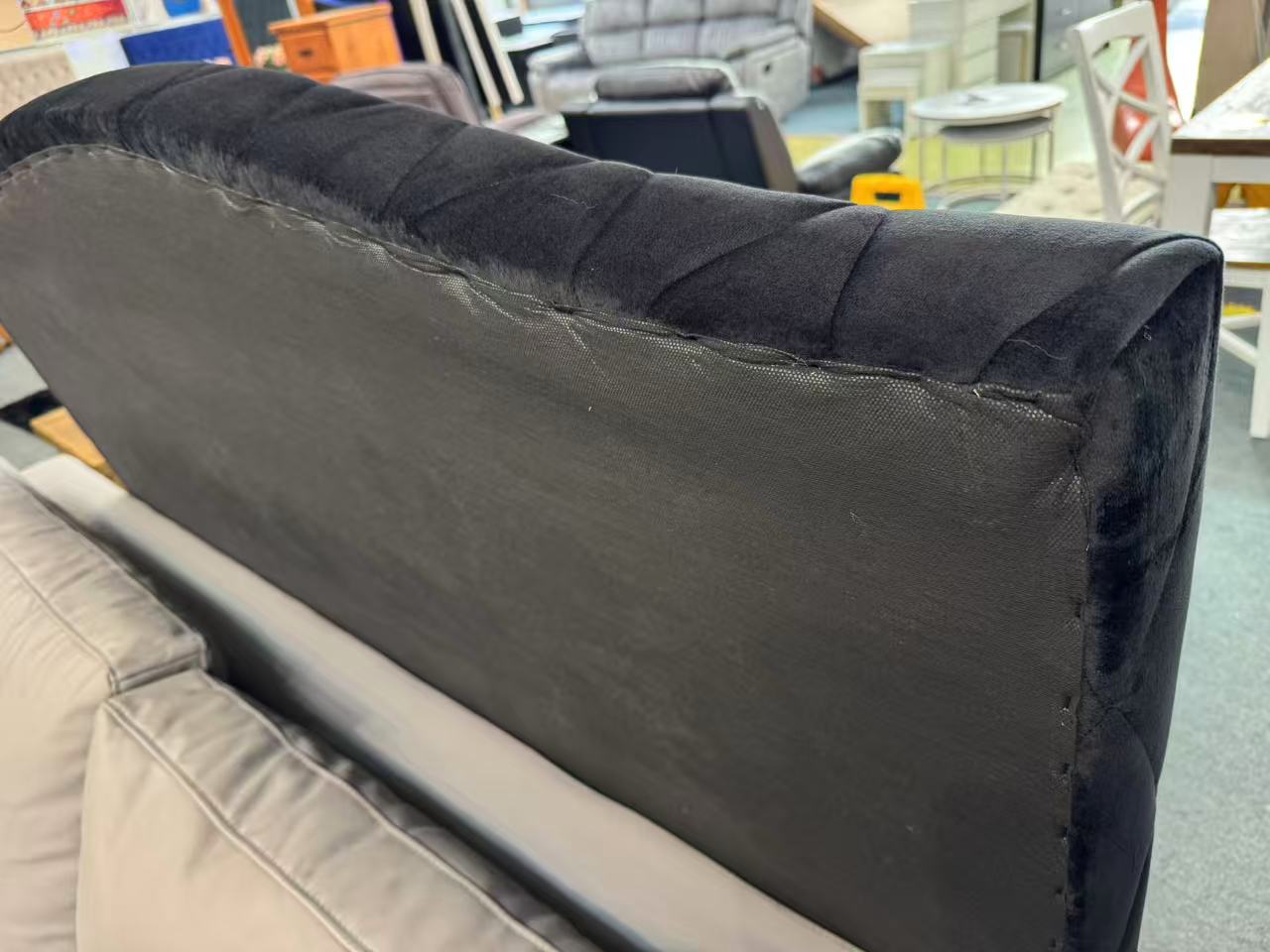 Washington Black Velvet  Headboard Queen Size