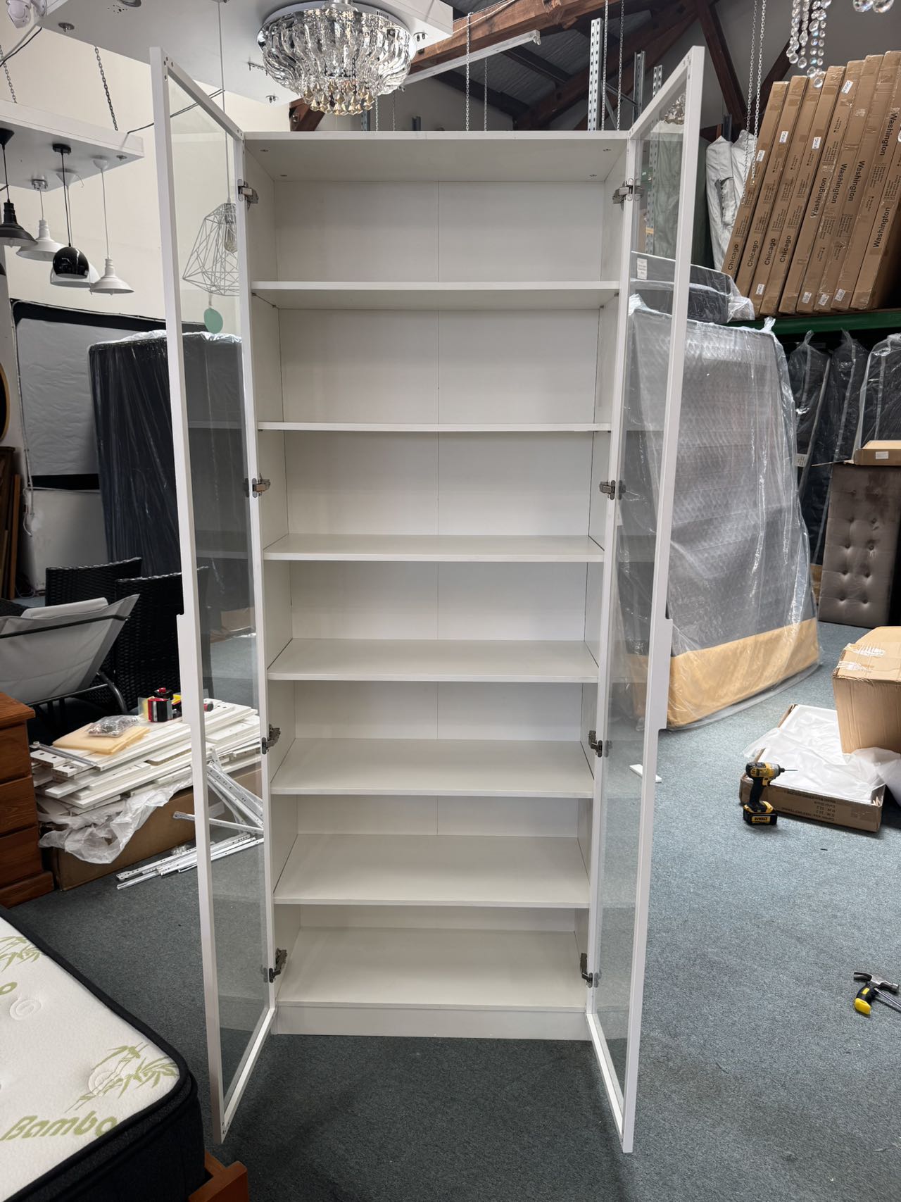 Jessie 2 Door Display Cabinet (High Gloss White)