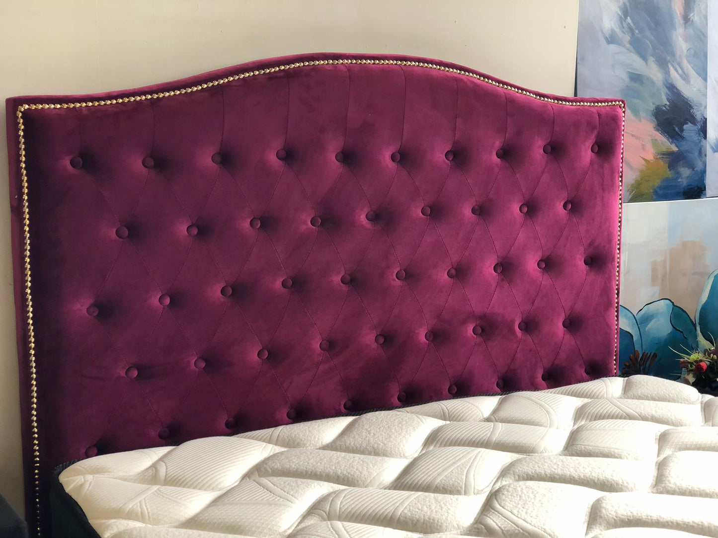 Washington Wine Red Velvet Headboard