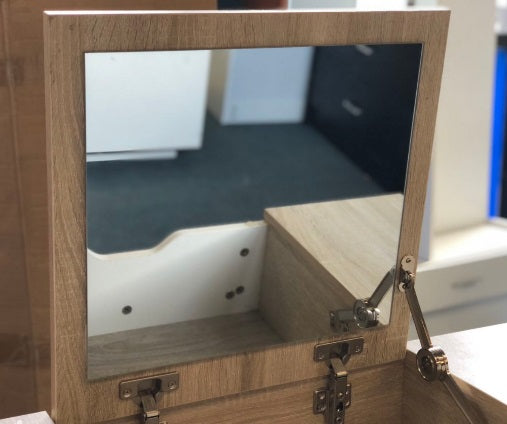 Oak & White Dressing Table With Mirror