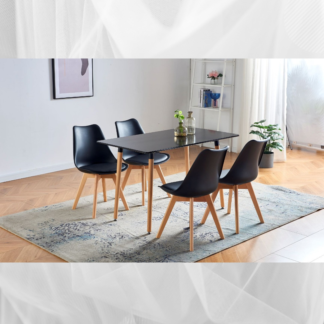 Boston Dining Suite 5Pcs in Black