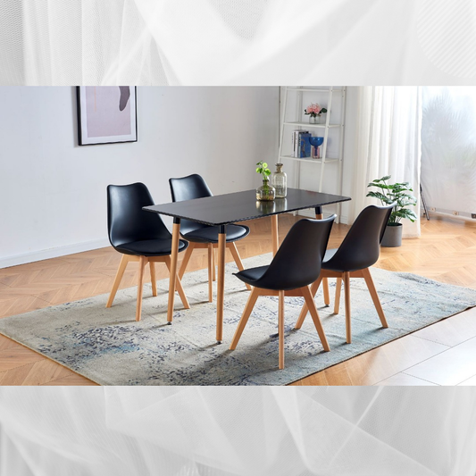 Boston Dining Suite 5Pcs in Black