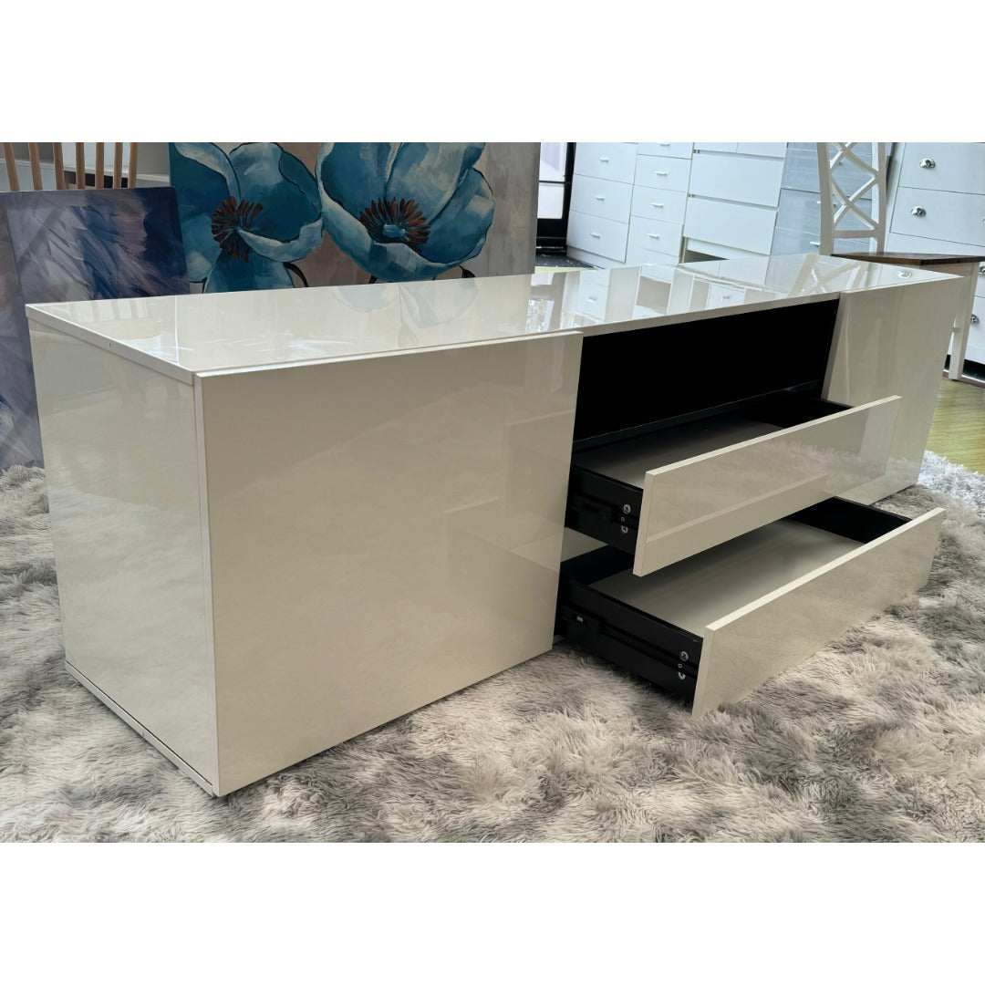 Luca White Glossy Tv unit with LED