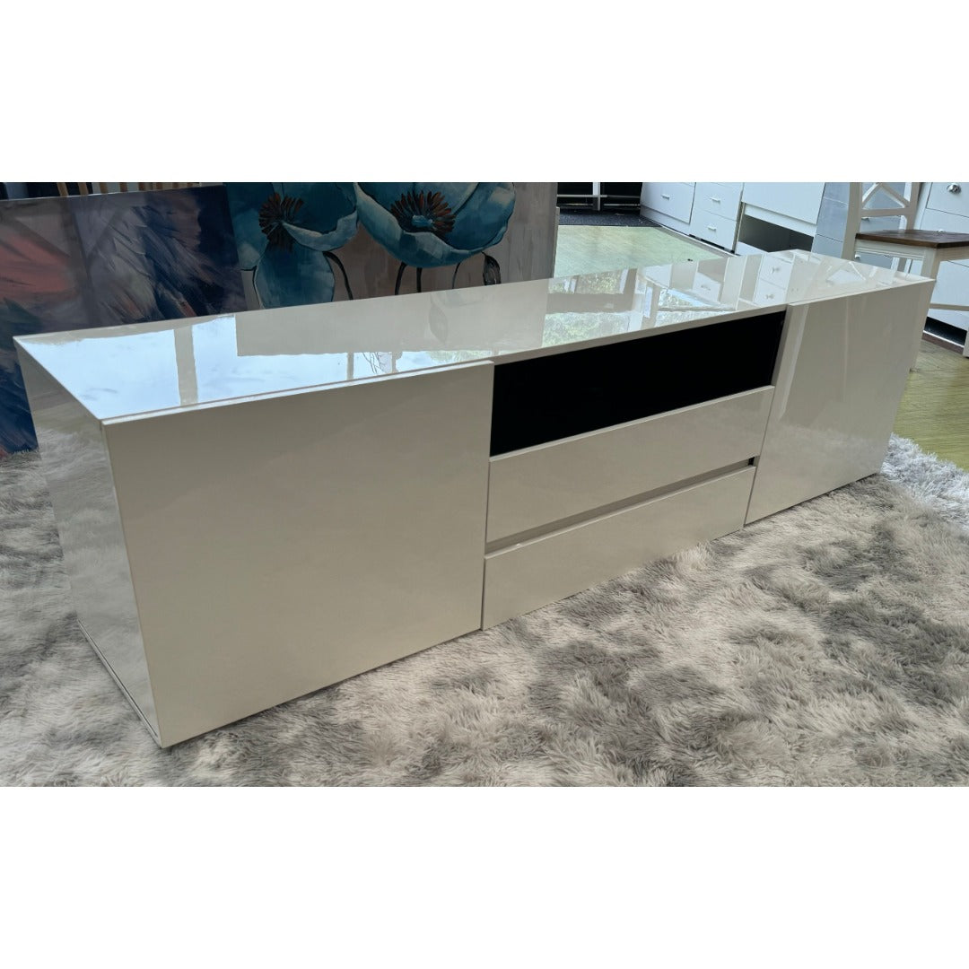 Luca White Glossy Tv unit with LED