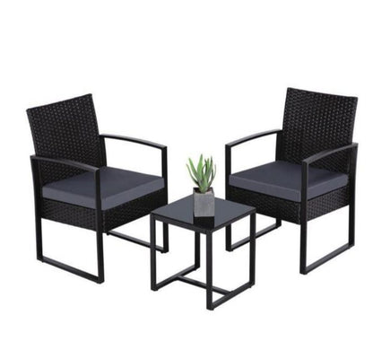 Outdoor Rattan 3 Piece Chair & Table Set