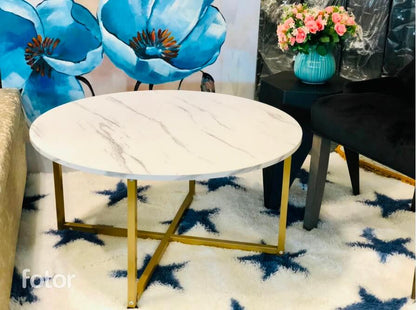 Coffee Table With Marble Pattern Look