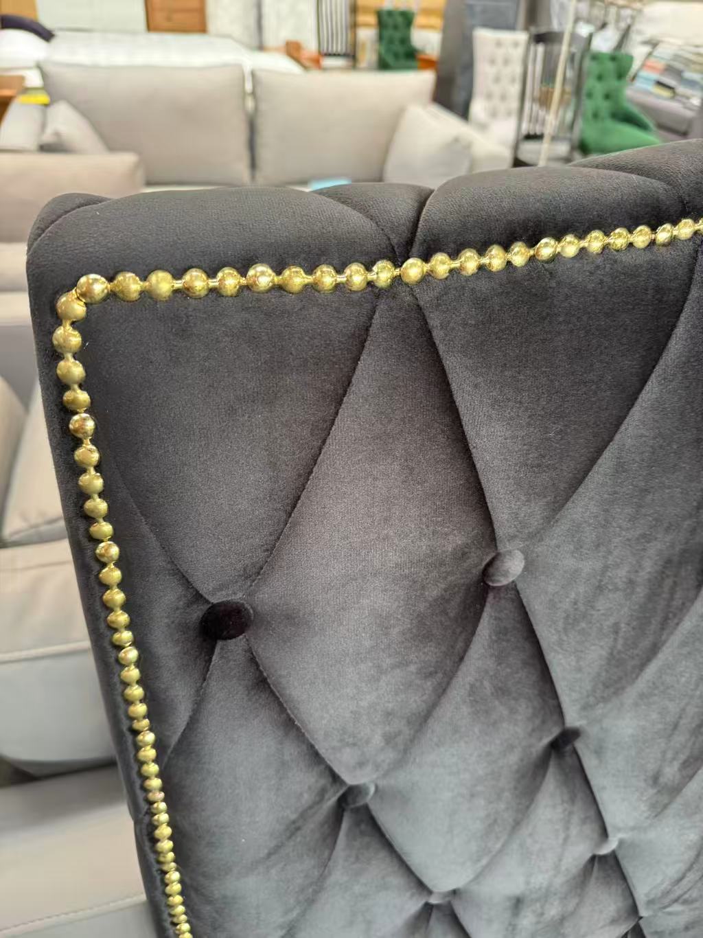 Washington Black Velvet  Headboard Queen Size