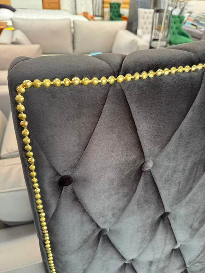 Washington Black Velvet  Headboard Queen Size