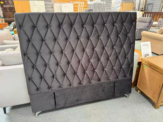 Chicago Black Velvet Headboard Queen Size