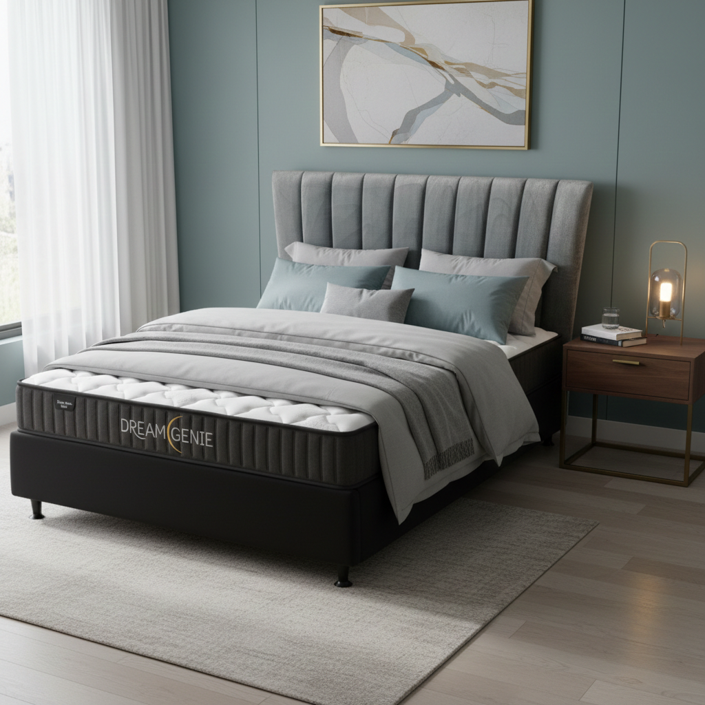 Madison Queen Bed With Dream Genie Pocket Spring Mattress & Headboard