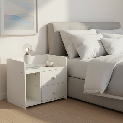 QT Bedside Table White ( On Clearance )