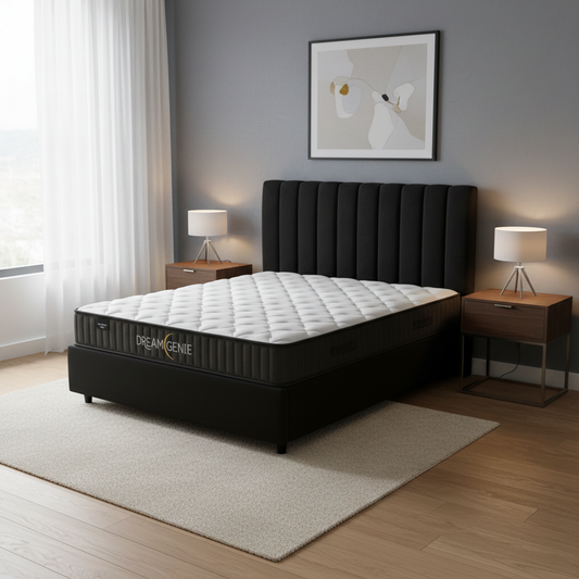 Madison Queen Bed With Dream Genie Pocket Spring Mattress & Headboard