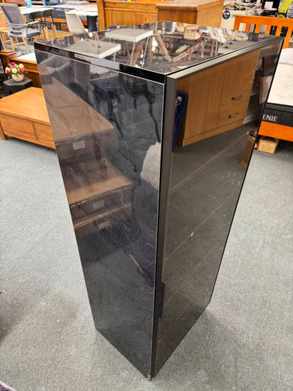 Jessie 1 Door High Gloss Black/Grey Marble Pattern Display Cabinet